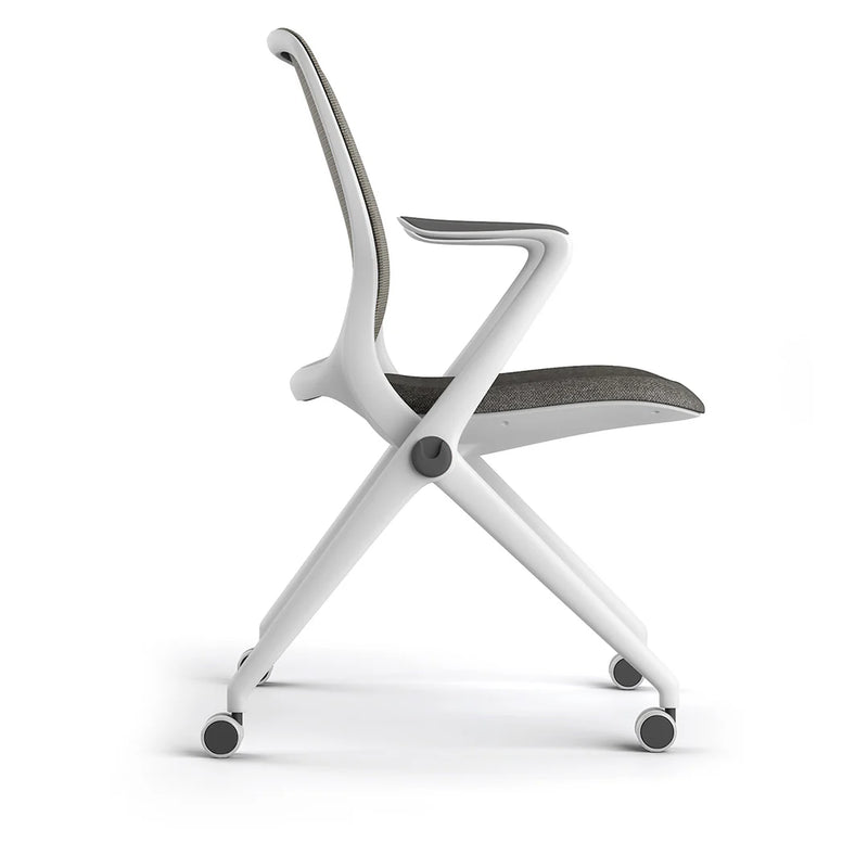 Silla de visita modelo ARA OHV-17 Blanco lateral Aura Muebles