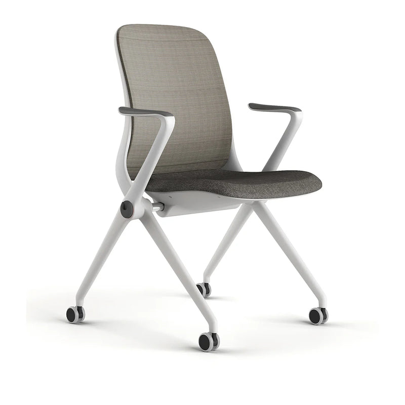Silla de visita modelo ARA OHV-17 Blanco lateral Aura Muebles