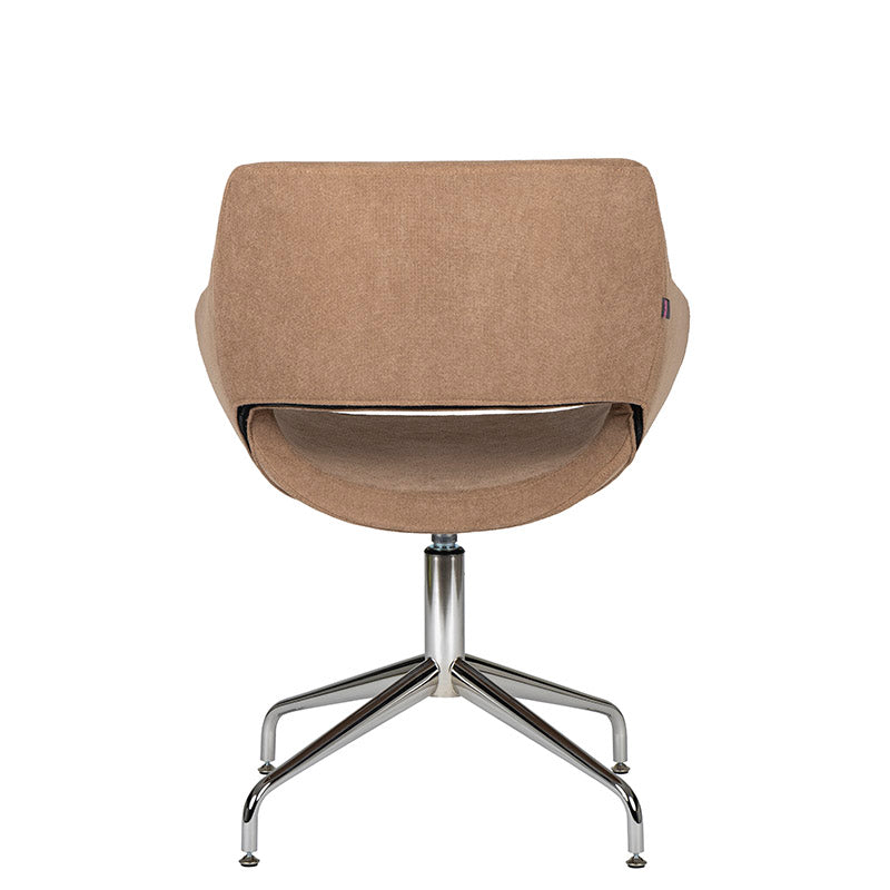 Sillon de visita Flok marón detrás con base fija de cuatro puntas tipo spider cromada