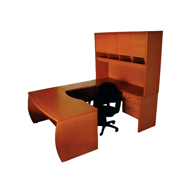 Escritorio ejecutivo con medidas 160 x 60 x 75 fabricado en tablero laminado doble cara 28 mm, con forma ergonómica Aura Muebles modelo EEJ11