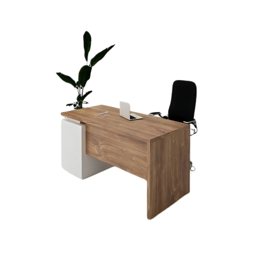 Escritorio secretarial recto fabricado en tablero laminado 28 mm doble cara Cuenta con cajonera fija empotrada en el mismo mueble con efecto engrosado fabricada en 16 mm combinada o en un solo color Aura Muebles modelo ESEC25