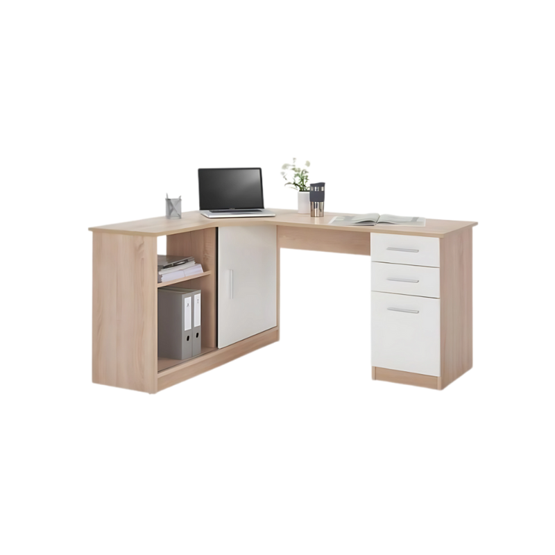 Escritorio secretarial en "L" fabricada en tablero laminado de 16 mm dos colores. Medidas: 120 x 120 ancho de cubiertas 50 CM. Aura Muebles modelo ESEC27