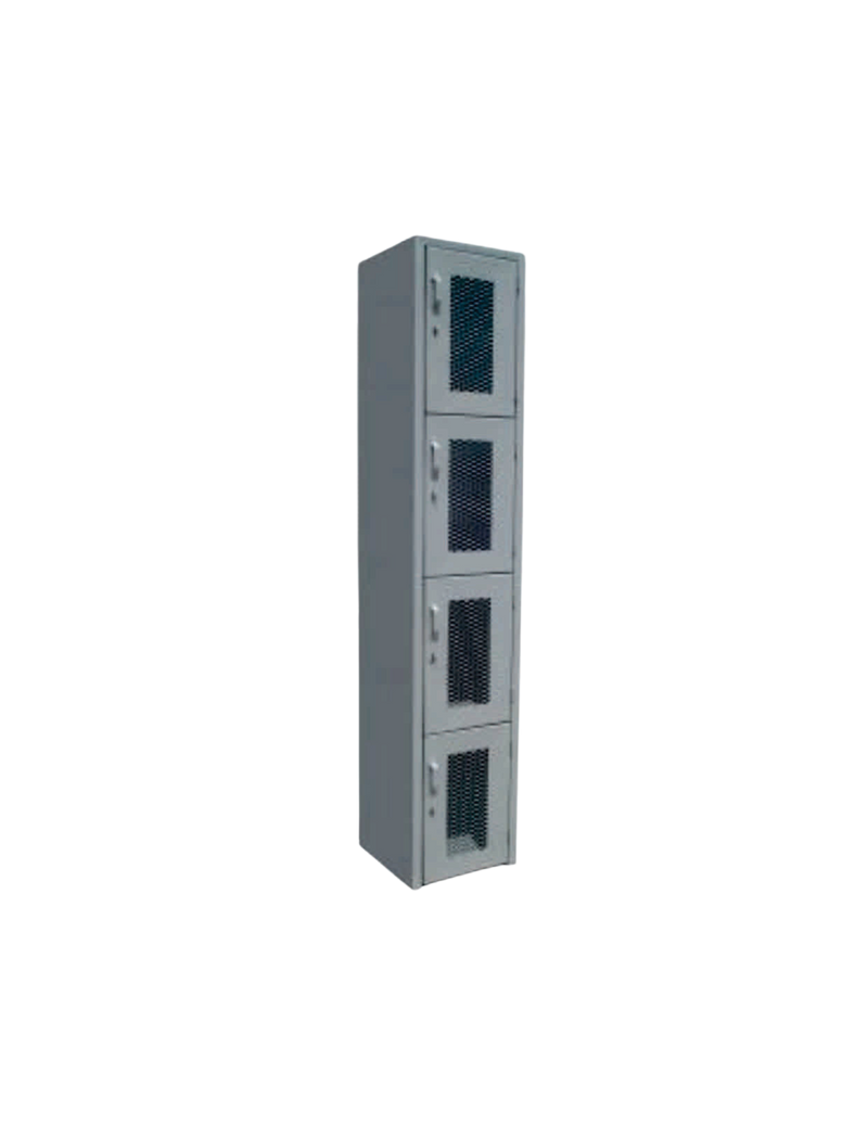 Lockers metalicos MALLA 4 puertas es ideal para organizar y almacenar tus pertenencias de forma segura su diseño de malla permite una buena ventilación y visibilidad de su contenido Aura Muebles modelo LM04