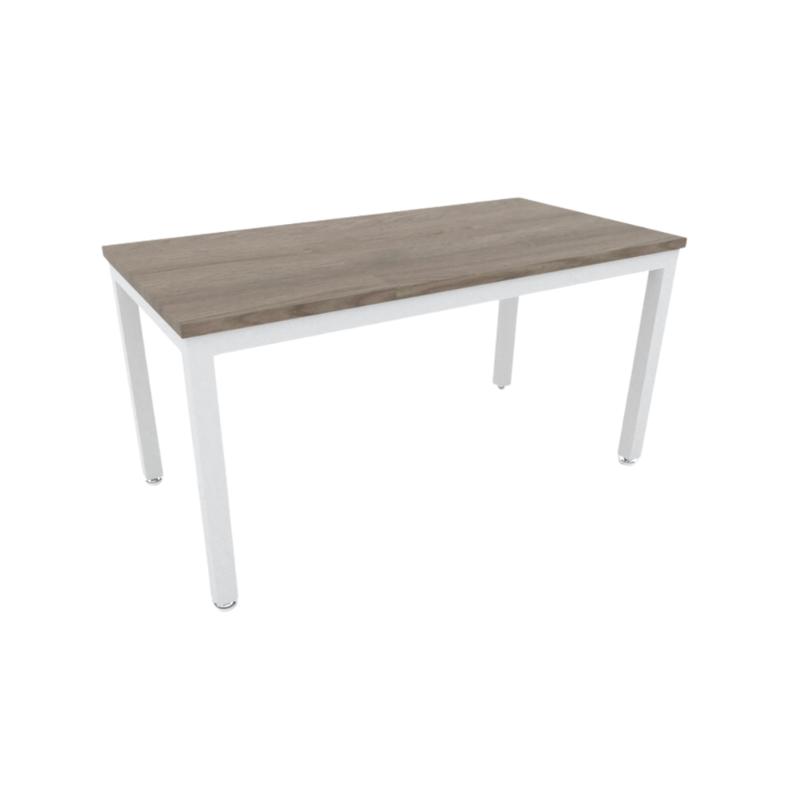 Mesa de trabajo “Status” cubierta de melamina estructura metálica con marco en tubular rectangular de 2”x1” patas en tubular cuadrado de 2” y nivelador de altura ajustable Medidas 160x70x75cm Aura Muebles modelo BS 1670