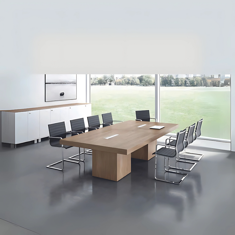 Mesas para sala de juntas Tablero laminado 70mm doble cara Patas pedestales Cubo Aura Muebles MEJ10