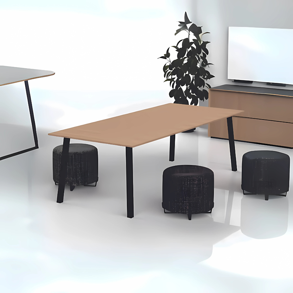 Mesas para sala de juntas Cubierta tablero laminado 28 mm doble cara con cantos termo fusionados al color Aura Muebles MEJ12