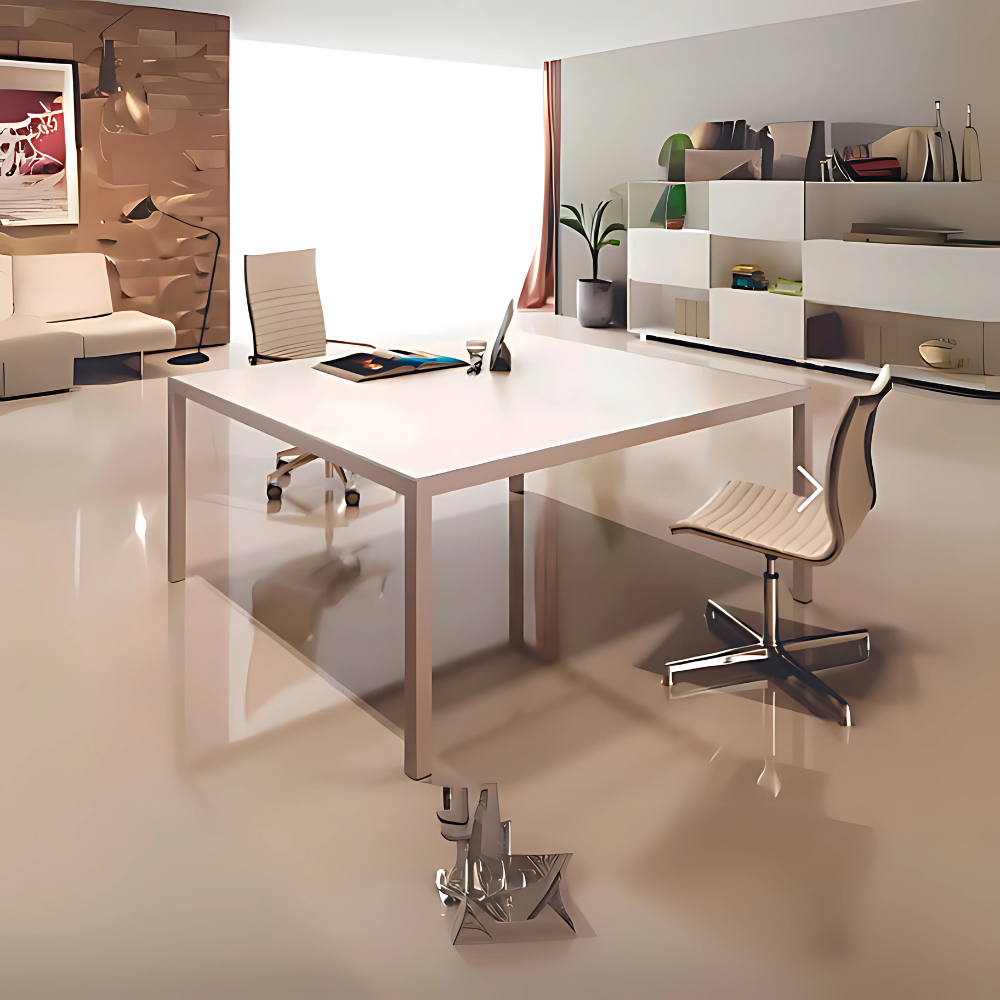 Mesa sala juntas Cubierta tablero laminado 28 mm Embutidos en estructura metálica Aura Muebles MEJ13