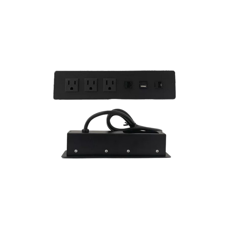 multicontacto para escritorio para escritorio 3 AC 1 puerto USB 2 puertos RJ45 Aura Muebles BARI G PSC044