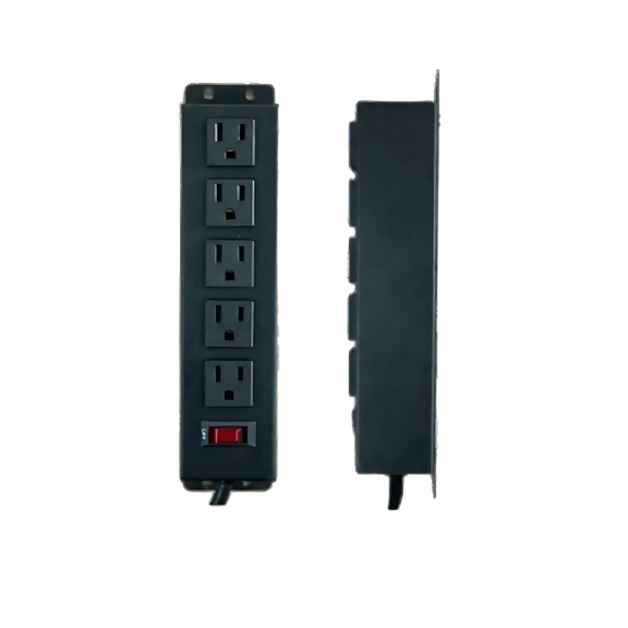 Multicontacto para escritorio NAPOLI con 5 contactos eléctricos 127VAC/15Amax. 1 fusible térmico cable 1m de largo 3x14AWG Aura Muebles modelo PSC-033