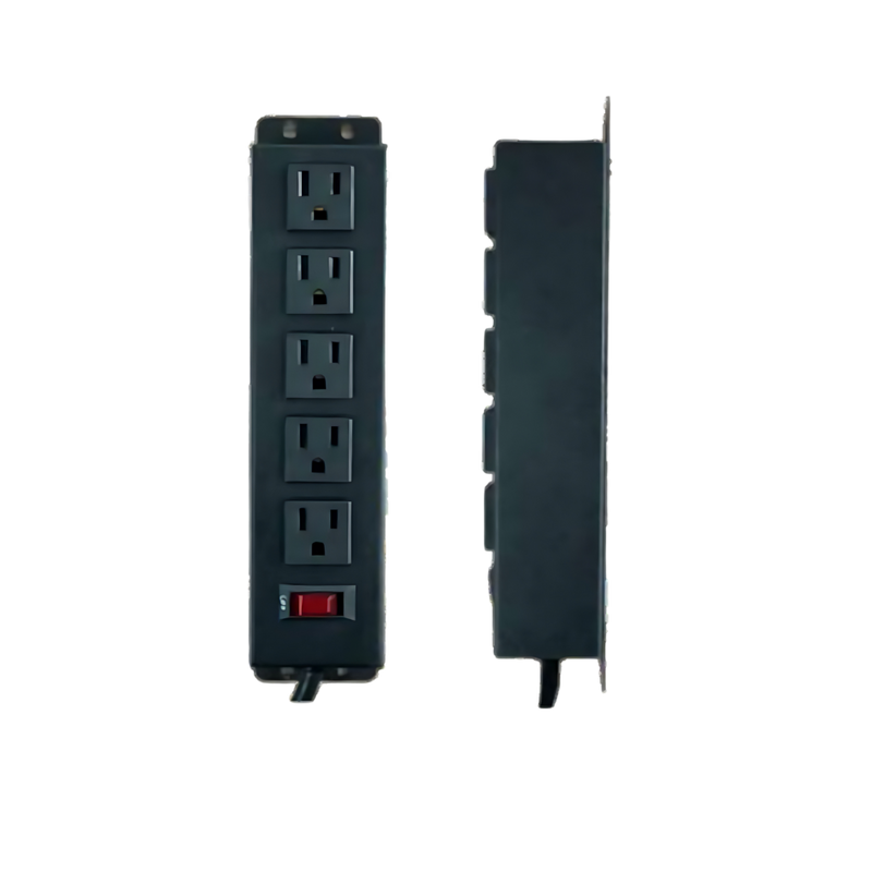 Multicontacto para escritorio NAPOLI con 5 contactos eléctricos 127VAC/15Amax. 1 fusible térmico cable 1m de largo 3x14AWG Aura Muebles modelo PSC-033