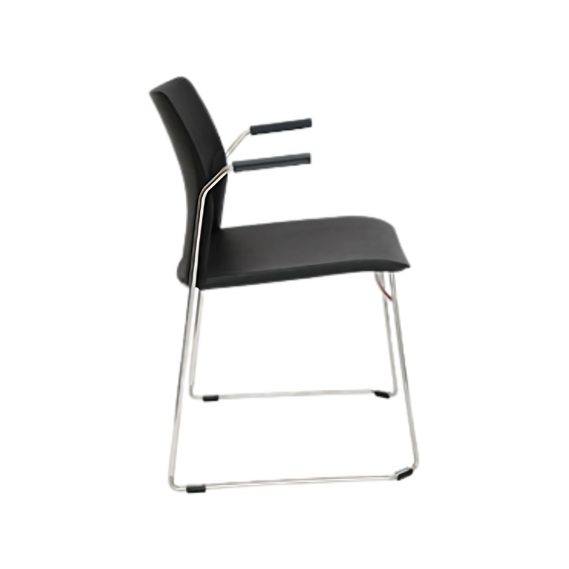 Silla de visita ALPHA estructura barra de acero sólido de 11 mm de diámetro y brazos de acero tubular redondo de 15 mm de diámetro con terminado en cromo Aura Muebles modelo OHV-103