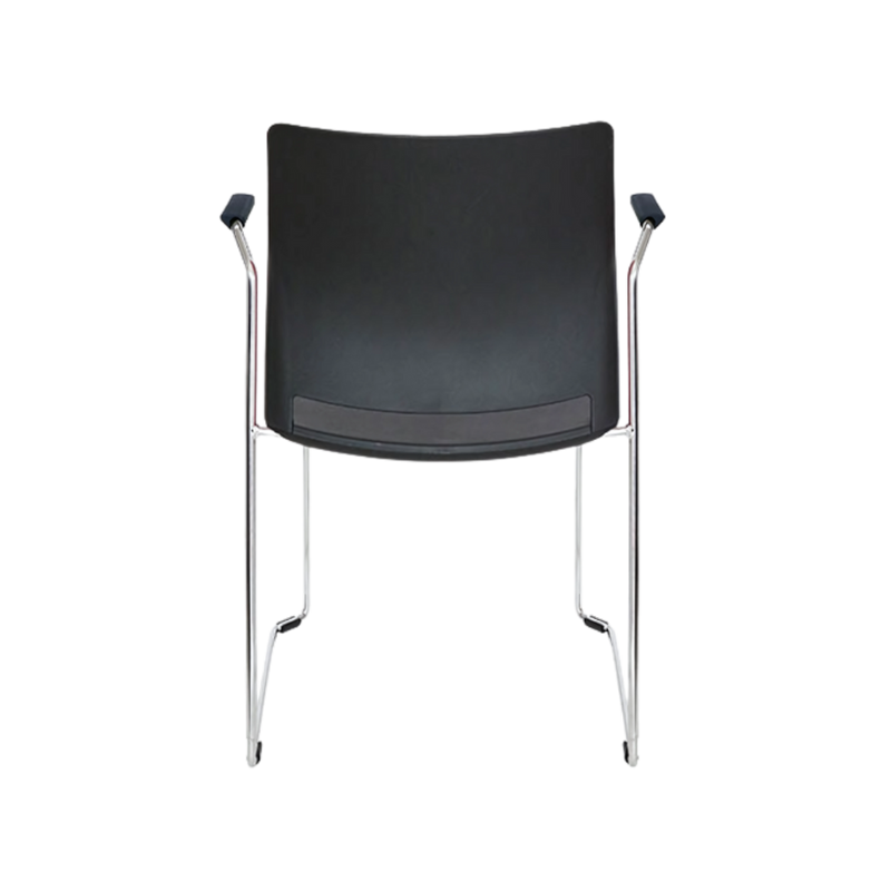 Silla de visita ALPHA estructura barra de acero sólido de 11 mm de diámetro y brazos de acero tubular redondo de 15 mm de diámetro con terminado en cromo Aura Muebles modelo OHV-103