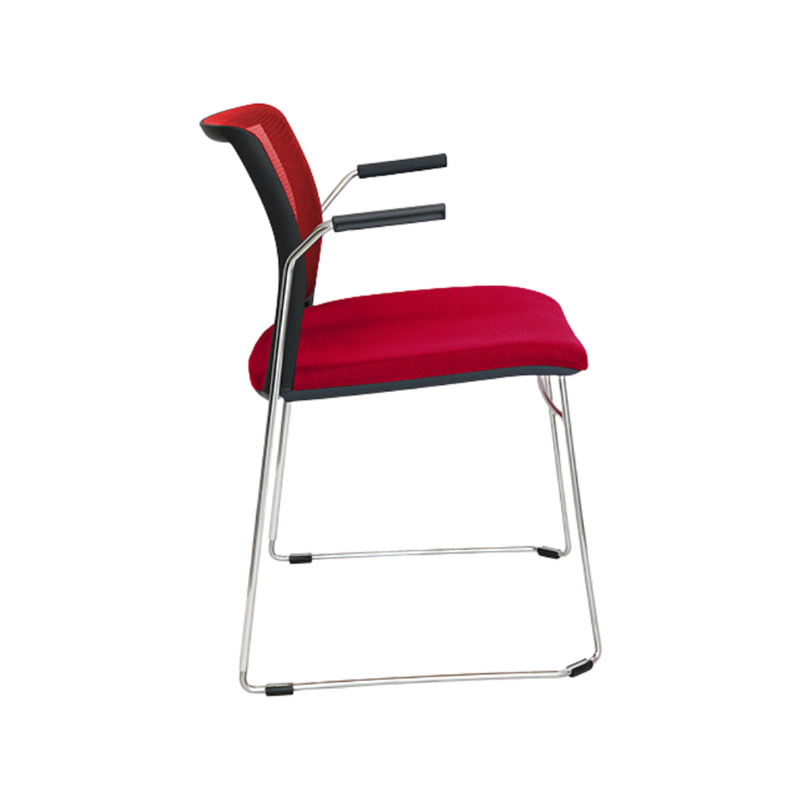 Silla de visita ALPHA estructura barra de acero sólido de 11 mm de diámetro y brazos de acero tubular redondo de 15 mm de diámetro con terminado en cromo Aura Muebles modelo OHV-105