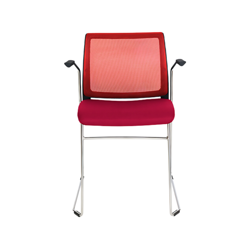 Silla de visita ALPHA estructura barra de acero sólido de 11 mm de diámetro y brazos de acero tubular redondo de 15 mm de diámetro con terminado en cromo Aura Muebles modelo OHV-105