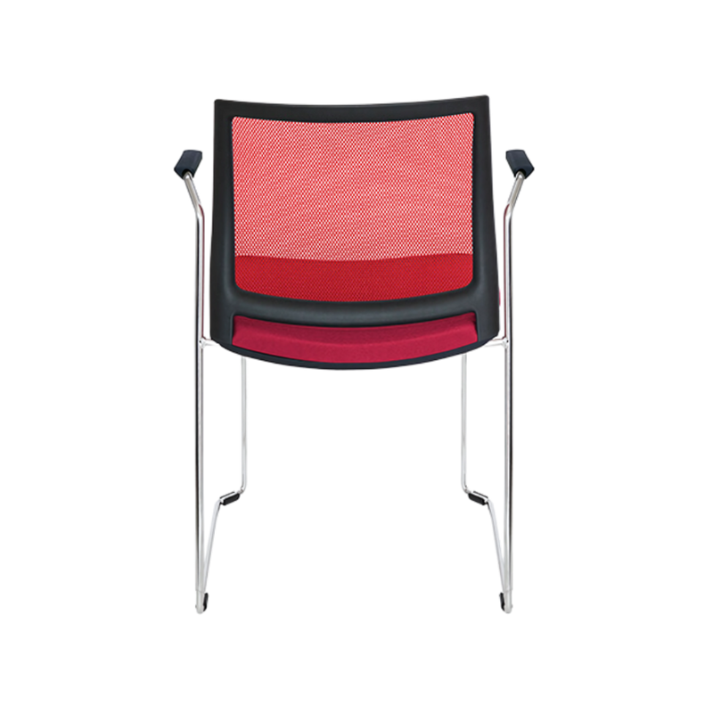 Silla de visita ALPHA estructura barra de acero sólido de 11 mm de diámetro y brazos de acero tubular redondo de 15 mm de diámetro con terminado en cromo Aura Muebles modelo OHV-105
