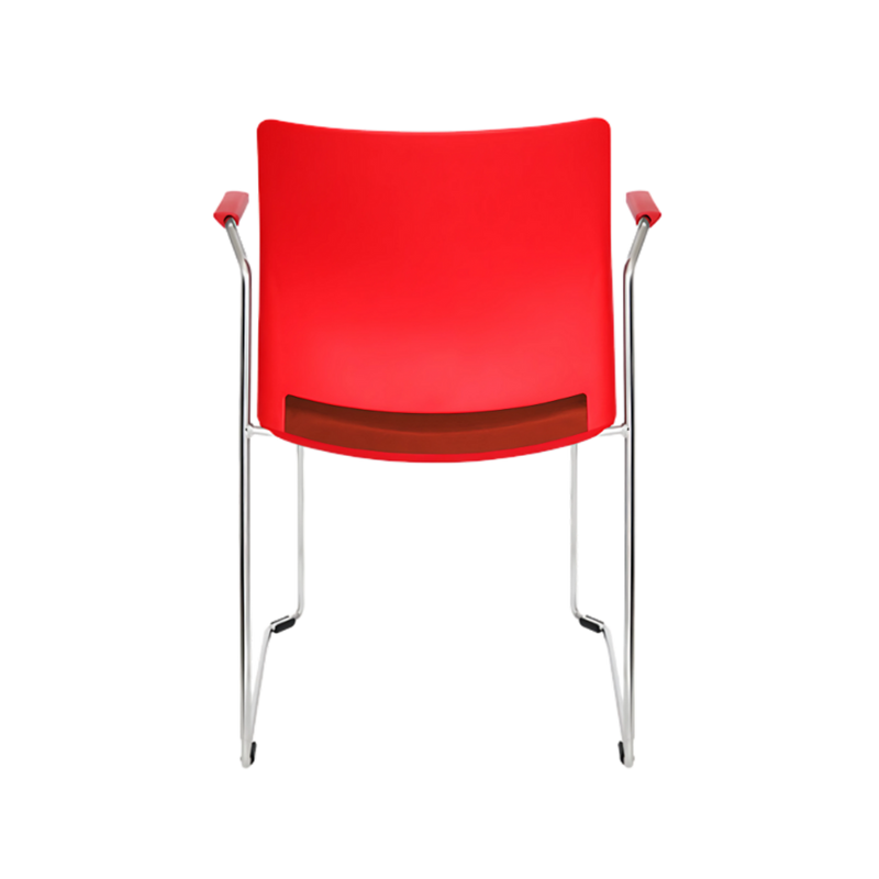 Silla de visita ALPHA estructura barra de acero sólido de 11 mm de diámetro y brazos de acero tubular redondo de 15 mm de diámetro con terminado en cromo Aura Muebles modelo OHV-108