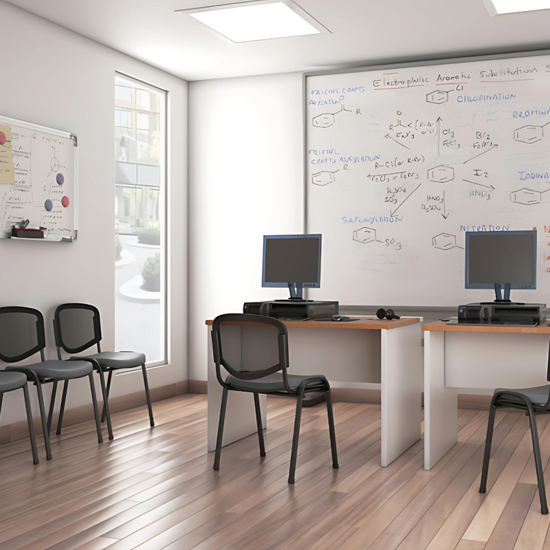 Silla de visita ELLITICO NET Respaldo En malla de diseño ergonómico Asiento Hule espuma laminado flexible con densidad en 24 kgs/m3 y alta resilencia Aura Muebles modelo OHV-2400 cromada