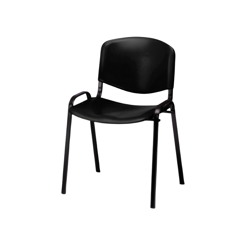 Silla de visita ISO PLASTIC Pintura en polvo electrostática negra espesor 3 micras Asiento y respaldo Moldeado Polipropileno (PP) color Negro Aura Muebles modelo APIPN