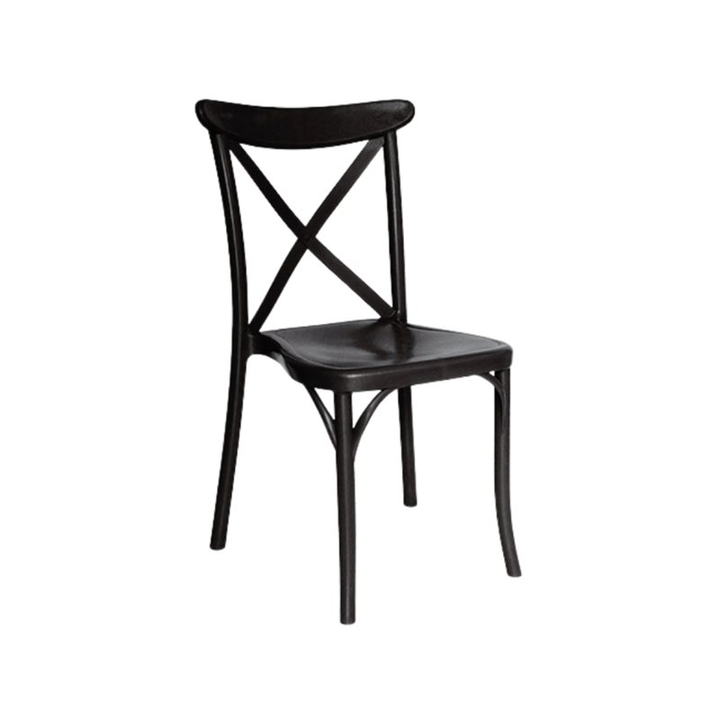 Silla de visita KROSS Respaldo asiento y patas De una sola pieza en polipropileno de alta resistencia y duración para intemperie Color Negro Aura Muebles modelo APKR