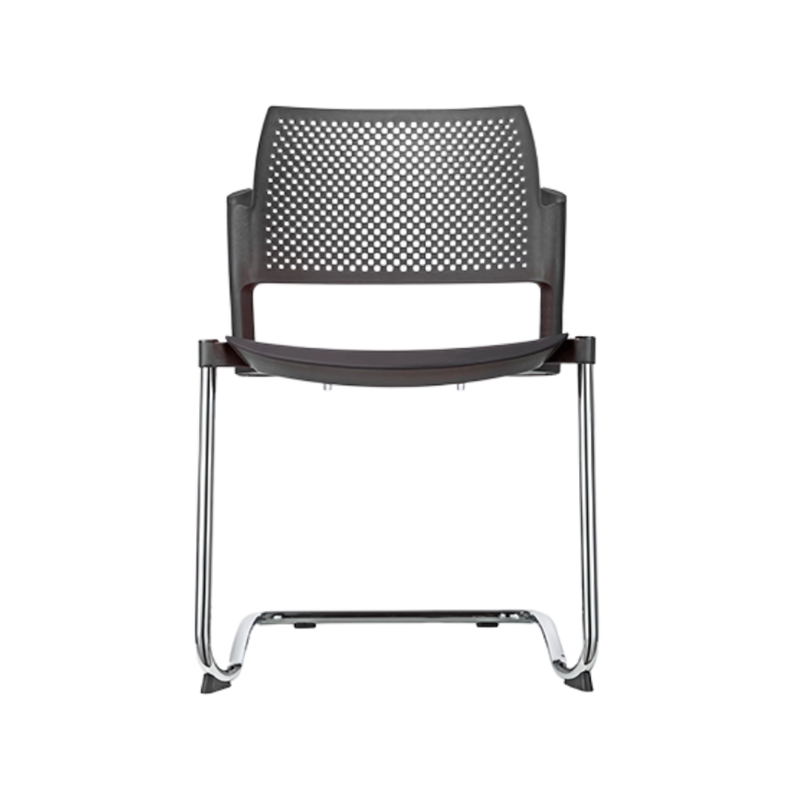 Silla de visita KYOS estructura tipo trineo de acero tubular de 7/8" de diámetro calibre 14 terminado en cromo asiento y respaldo en polipropileno de alta resistencia y duración Aura Muebles modelo OHT-321 cromada