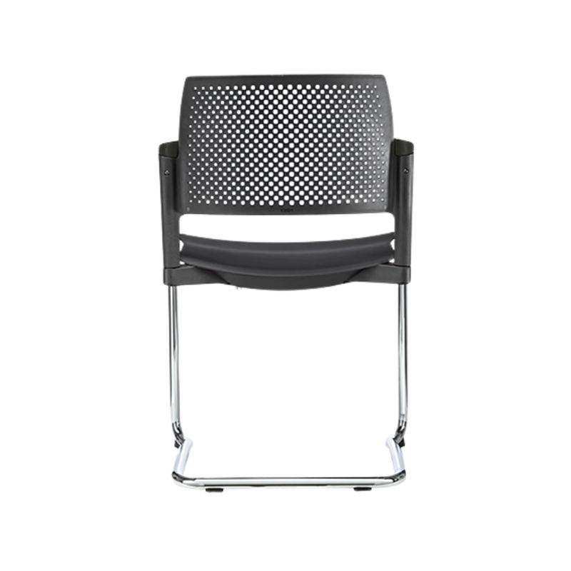 Silla de visita KYOS estructura tipo trineo de acero tubular de 7/8" de diámetro calibre 14 terminado en cromo asiento y respaldo en polipropileno de alta resistencia y duración Aura Muebles modelo OHT-321 cromada