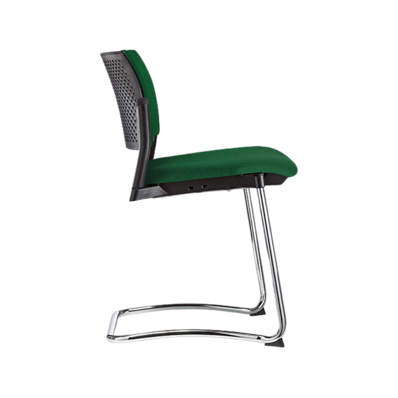 Silla de visita KYOS tapizada al color de su elección de toda nuestra colección de tapices con tapas en color gris blanco o negro Aura Muebles modelo OHT-339 cromada