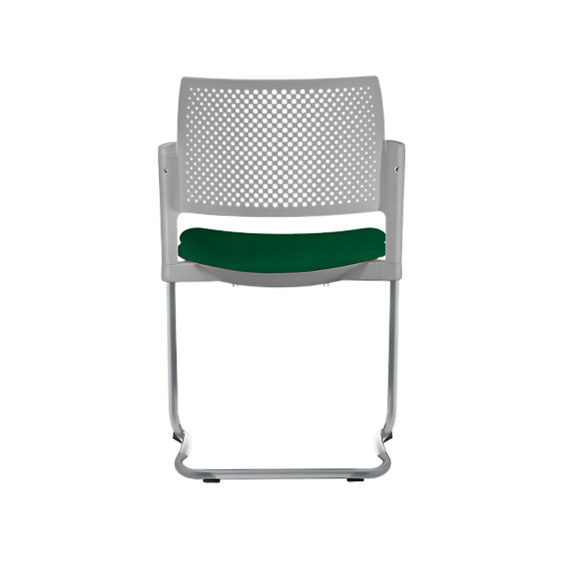 Silla de visita KYOS estructura tipo trineo de acero tubular de 7/8" de diámetro calibre 14 con acabado en pintura epóxica (electrostática) color negro mate o gris Aura Muebles modelo OHT-355