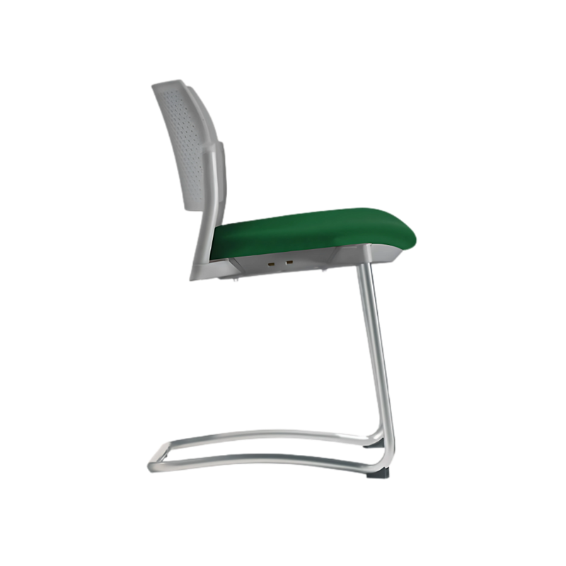 Silla de visita KYOS estructura tipo trineo de acero tubular de 7/8" de diámetro calibre 14 con acabado en pintura epóxica (electrostática) color negro mate o gris Aura Muebles modelo OHT-355