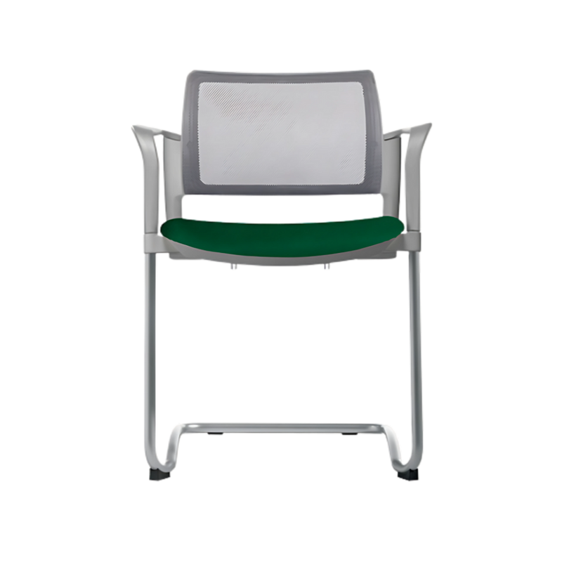 Silla de visita KYOS Estructura Tipo trineo de acero tubular de 7/8" de diámetro calibre 14 con acabado en pintura epóxica (electrostática) color negro mate o gris y con descansabrazos de poliuretano en color gris o negro Aura Muebles modelo OHT-374