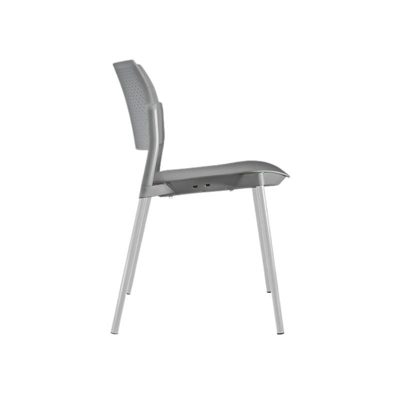 Silla de visita KYOS Estructura De acero tubular de 7/8" de diámetro calibre 14 con acabado en pintura epóxica (electrostática) color negro mate o gris Asiento y respaldo En polipropileno de alta resistencia y duración Aura Muebles OHV-310