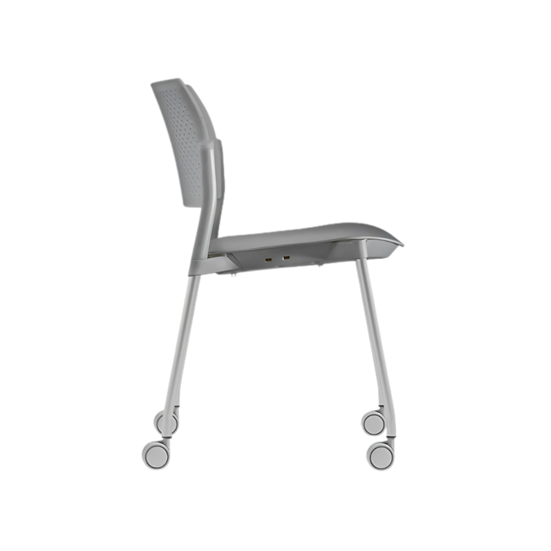 Silla de visita KYOS Estructura De acero tubular de 7/8" de diámetro calibre 14 con acabado en pintura epóxica (electrostática) color negro mate o gris y con rodajas giratorias tipo dual en color gris Aura Muebles modelo OHV-311
