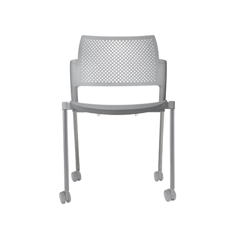 Silla de visita KYOS Estructura De acero tubular de 7/8" de diámetro calibre 14 con acabado en pintura epóxica (electrostática) color negro mate o gris y con rodajas giratorias tipo dual en color gris Aura Muebles modelo OHV-311