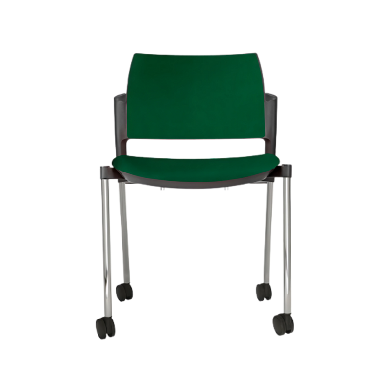 Silla de visita KYOS asiento y respaldo de hule espuma de poliuretano inyectado flexible con densidad de 60 kgs/m3 con retardante a la flama y alta resilencia Aura Muebles modelo OHV-334 cromada