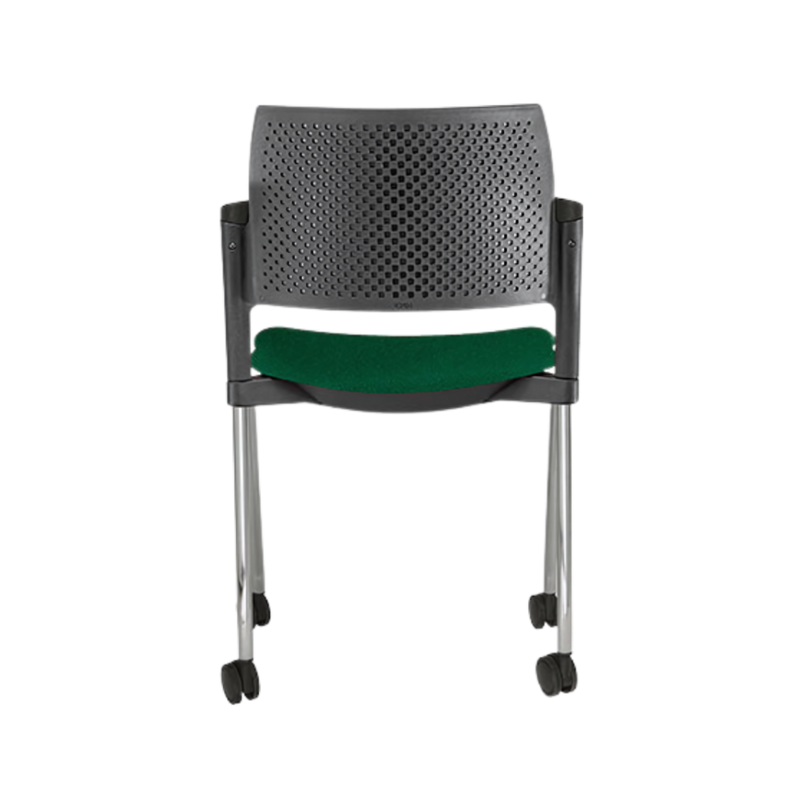 Silla de visita KYOS asiento y respaldo de hule espuma de poliuretano inyectado flexible con densidad de 60 kgs/m3 con retardante a la flama y alta resilencia Aura Muebles modelo OHV-334 cromada