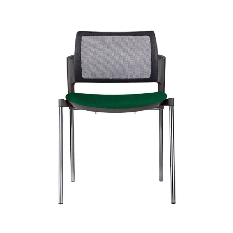 Silla de visita KYOS asiento de hule espuma de poliuretano inyectado flexible con densidad de 60 kgs/m3 con retardante a la flama y alta resilencia Aura Muebles modelo OHV-369 cromada