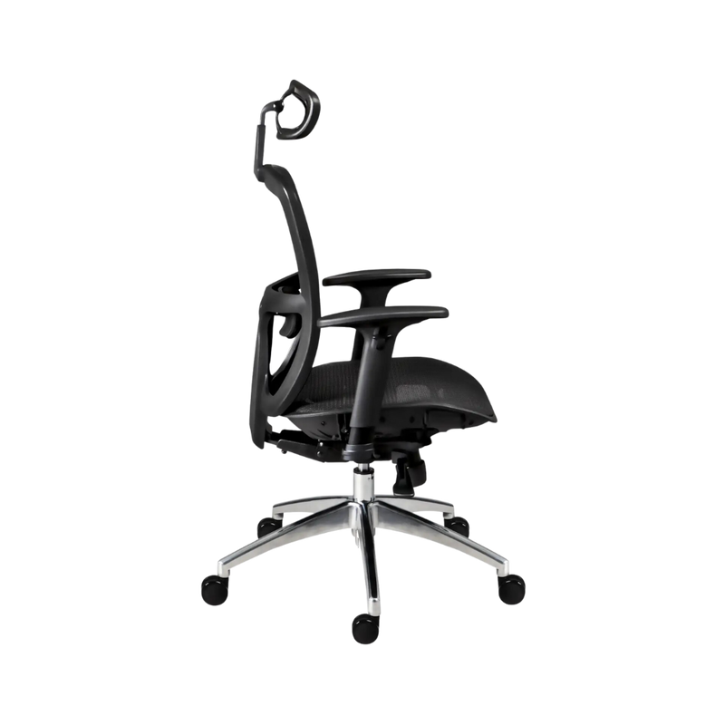 Descubre la silla ejecutiva modelo ARSENAL con cabecera de Aura Muebles. Disfruta de una ergonomía excepcional y mantén una postura saludable en la oficina.