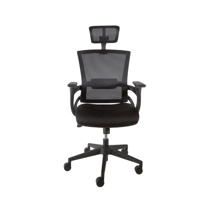 Descubre la comodidad y estilo de la silla ejecutiva modelo BERLIN con cabecera de Aura Muebles. Esta silla te brindará una postura adecuada y reducirá la fatiga al trabajar largas horas.