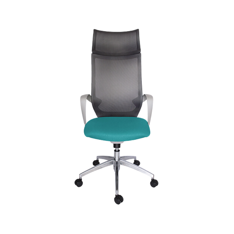 La silla ejecutiva modelo EQUA OHE-185 de Aura Muebles en color gris ofrece una postura agradable durante largas horas de trabajo. Diseñada para profesionales.