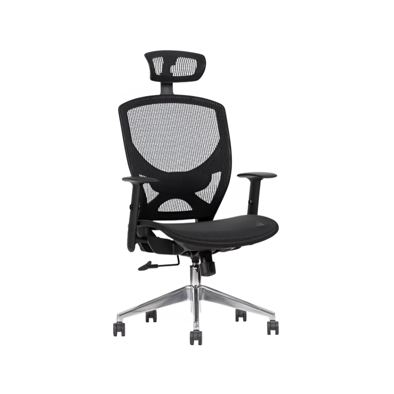Descubre la elegante y cómoda silla ejecutiva modelo MATRIX con respaldo alto y base de aluminio de Aura Muebles. Ideal para oficinas de alta productividad y estilo.
