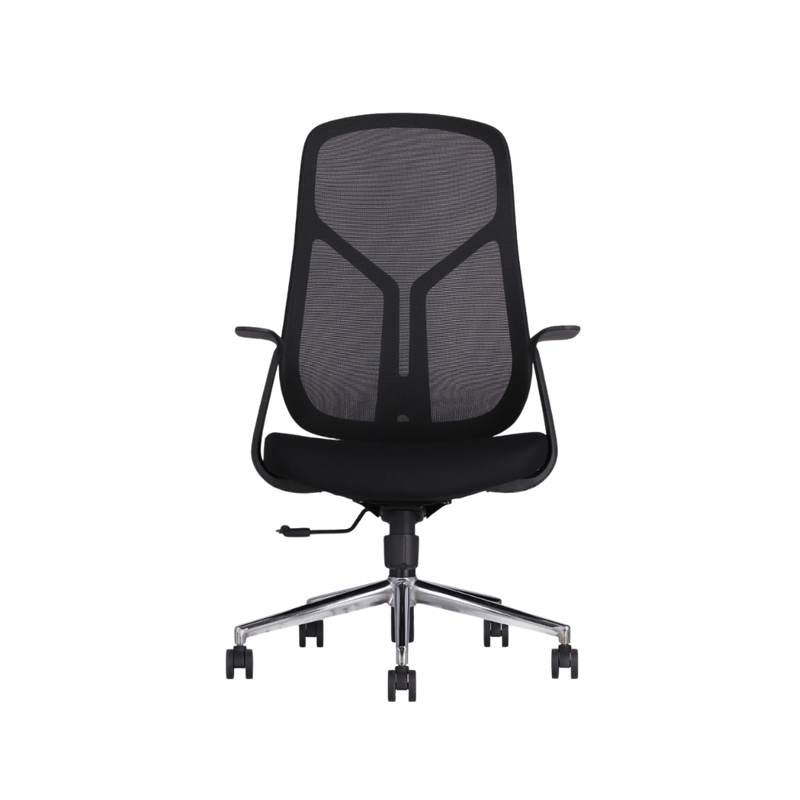Silla ejecutiva color Negro con coderas fijas TERRA Aura Muebles modelo APTERNG
