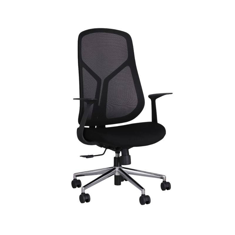 Silla ejecutiva color Negro con coderas fijas TERRA Aura Muebles modelo APTERNG