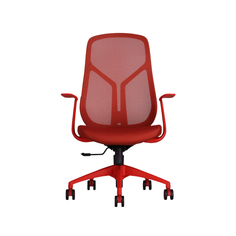 Silla ejecutiva color Rojo con coderas fijas TERRA Aura Muebles modelo APTERRJ