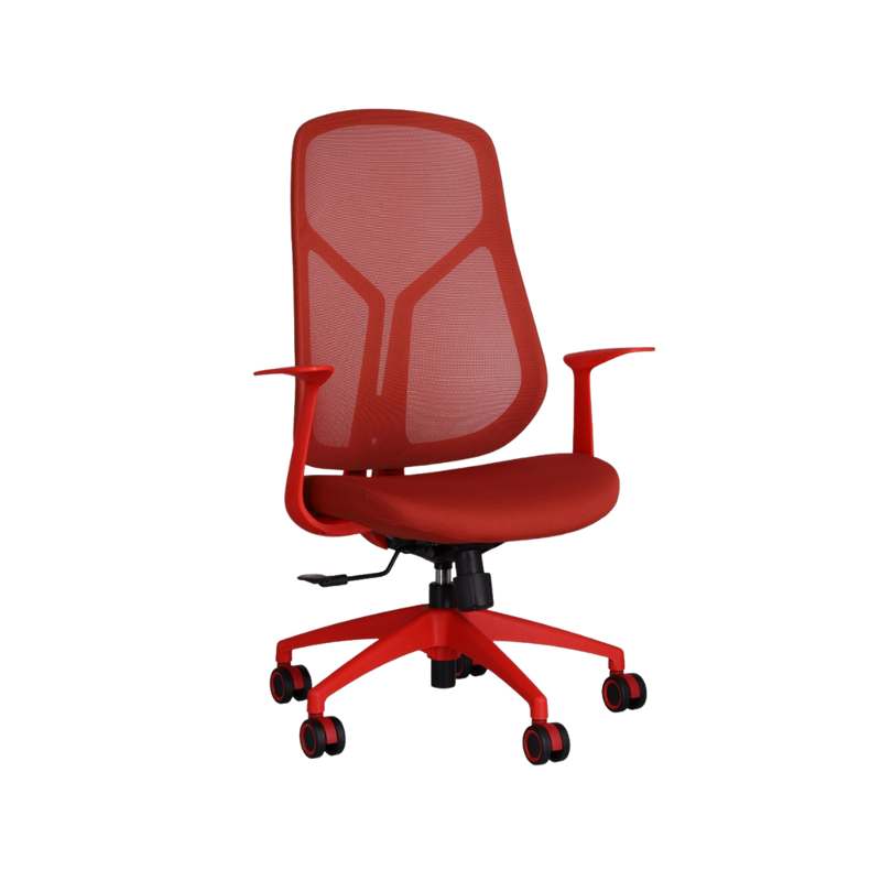 Silla ejecutiva color Rojo con coderas fijas TERRA Aura Muebles modelo APTERRJ