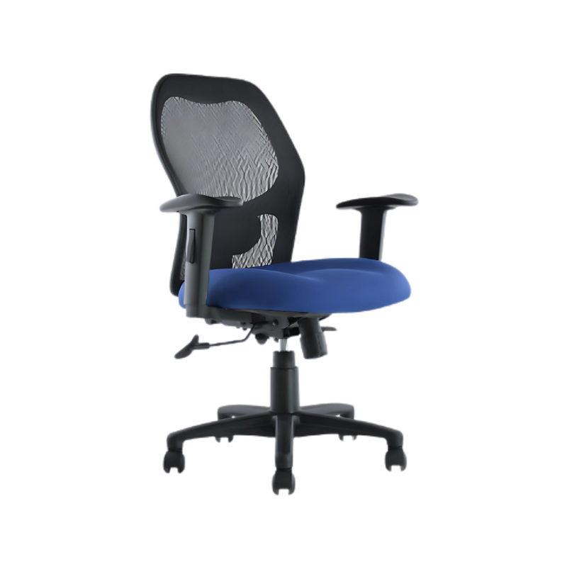 La silla operativa modelo BM-2901 de Aura Muebles es perfecta para mejorar su postura mientras trabaja. Diseñada con características ergonómicas, como un respaldo curvado y soporte lumbar ajustable.