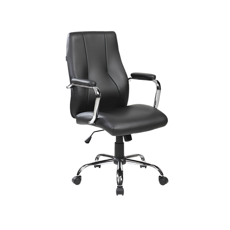 Silla operativa Mecanismo reclinable con altura ajustable y perilla para ajustar la suavidad de reclinación Base Estrella de 5 puntas en cromo Aura Muebles modelo E-510