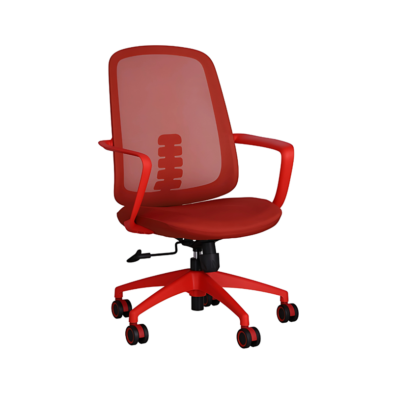 La silla operativa modelo MERCURIO en color Rojo de Aura Muebles es ideal para mantener una postura ergonómica mientras trabajas. Aumenta tu productividad con esta silla cómoda y funcional.