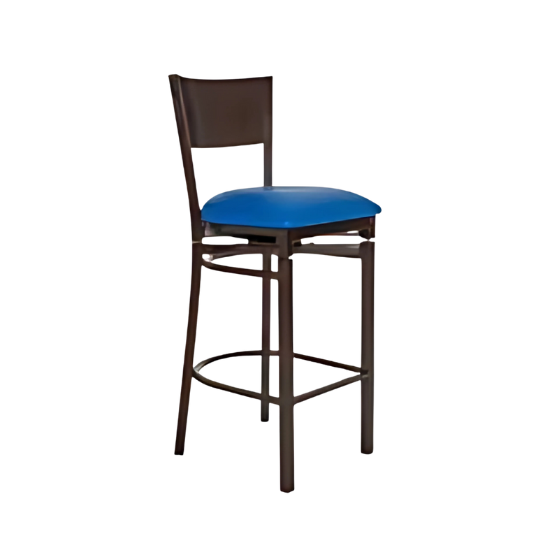 Silla para restaurante Estructura en tubo cuadrado en patas y respaldo de 1¼” cal. 18 tubo cuadrado en asiento y refuerzo de 3/4” cal. 18 y lamina de acero en respaldo cal. 16 Aura Muebles modelo AR-185F