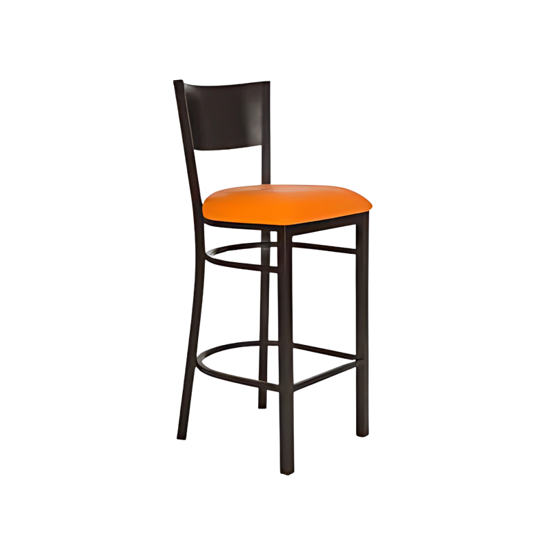 Silla para restaurante Estructura en tubo cuadrado en patas y respaldo de 1¼” cal. 18 tubo cuadrado en asiento y refuerzo de 3/4” cal. 18 y lamina de acero en respaldo cal. 16 Aura Muebles modelo AR-185F