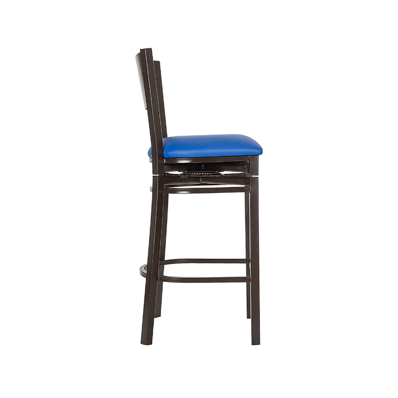 Silla para restaurante Estructura de tubo cuadrado en patas y respaldo de 1¼" cal. 18 tubo cuadrado en asiento descansa pies y refuerzo de 3/4" cal. 18 Aura Muebles modelo AR-185G