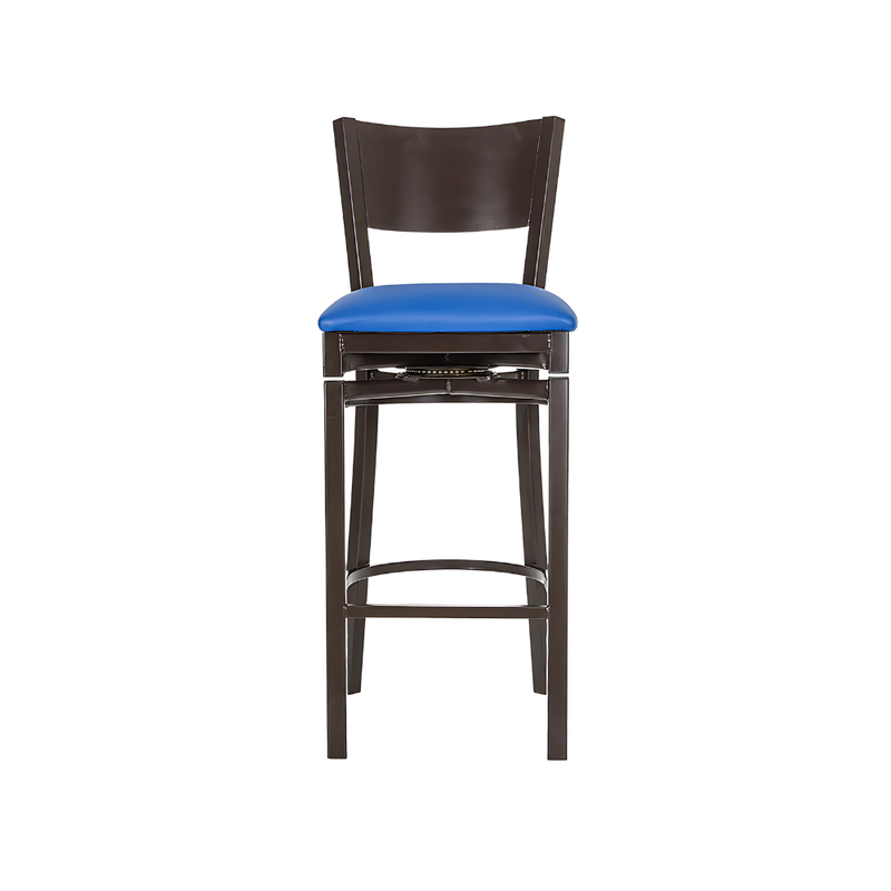 Silla para restaurante Estructura de tubo cuadrado en patas y respaldo de 1¼" cal. 18 tubo cuadrado en asiento descansa pies y refuerzo de 3/4" cal. 18 Aura Muebles modelo AR-185G